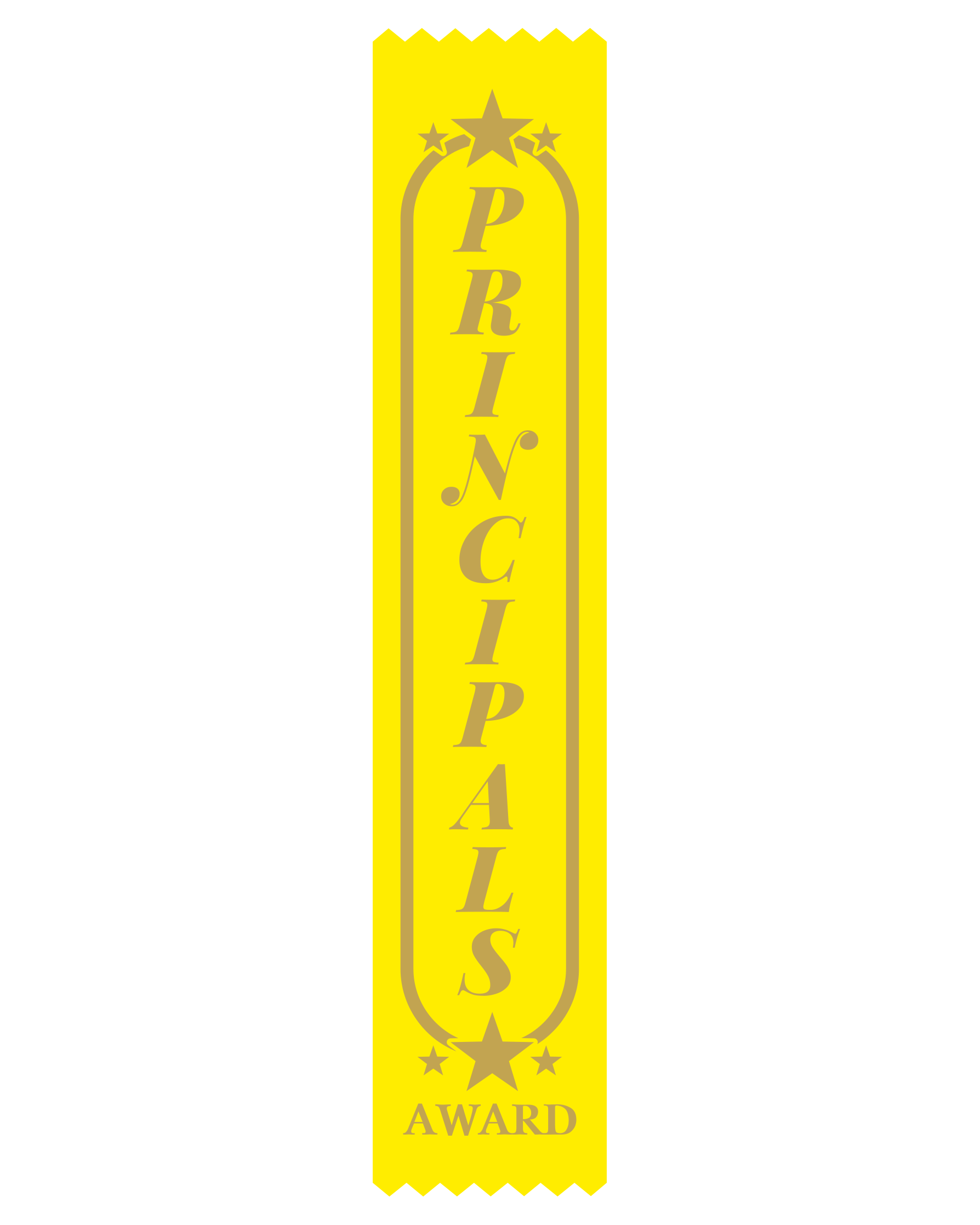 Principals Award Satin Ribbon Yellow