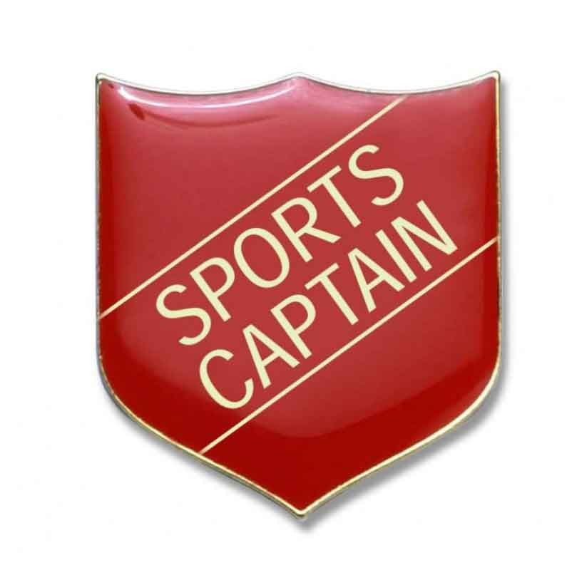 Red Sports Captain Enamel Badges - pack of 5