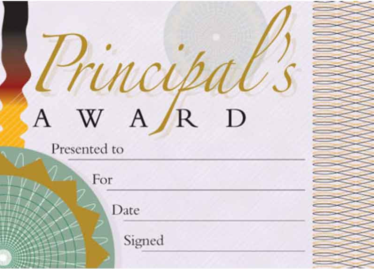 Principal's Award Certificate (25 per pack)